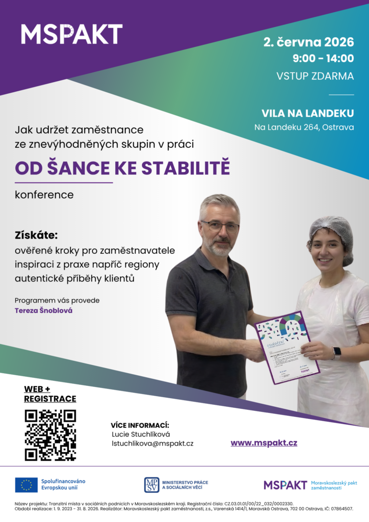 TM konference letak | OD ŠANCE KE STABILITĚ - KONFERENCE PROJEKTU TRANZITNÍ MÍSTA V SOCIÁLNÍCH PODNICÍCH V MSK+